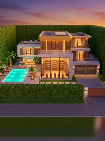 En moderne villa med pool